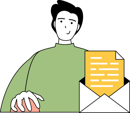 Homme faisant du marketing par courrier électronique  Illustration