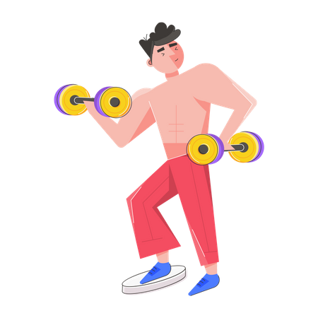 Homme faisant des exercices de biceps  Illustration