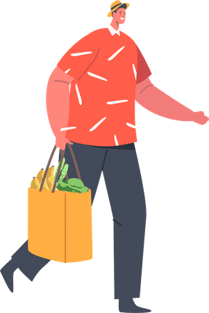 Homme faisant des courses  Illustration