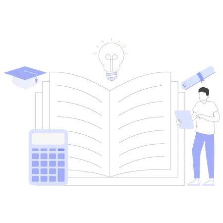 Homme faisant des études dans les classes E  Illustration