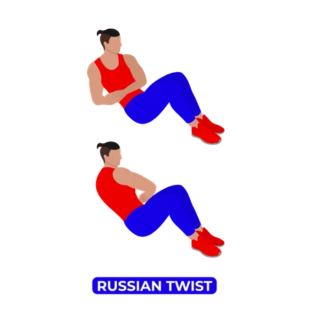 Homme faisant un exercice de torsion russe  Illustration
