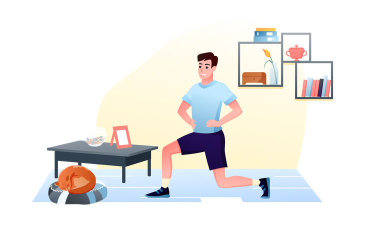 Homme faisant de l'exercice le matin  Illustration