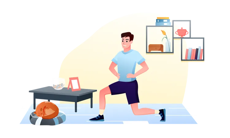 Homme faisant de l'exercice le matin  Illustration