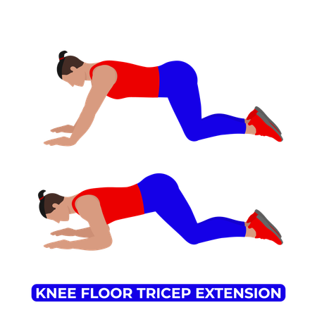 Homme faisant un exercice d'extension des triceps au sol du genou  Illustration