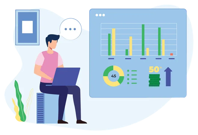 Homme faisant la gestion des dépenses  Illustration