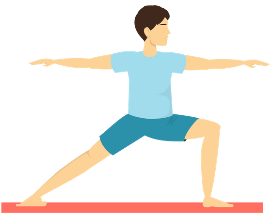 Homme faisant la pose de yoga guerrier  Illustration