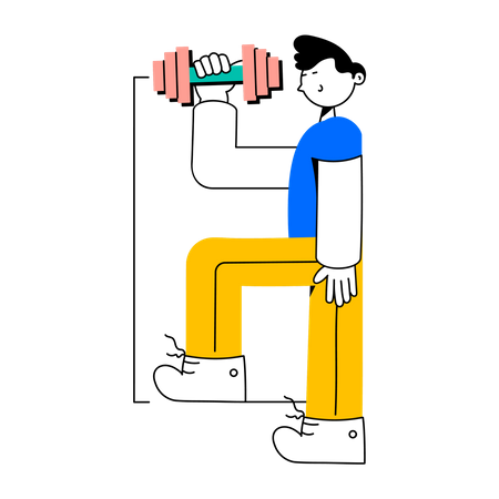 Homme faisant un exercice d'haltères  Illustration