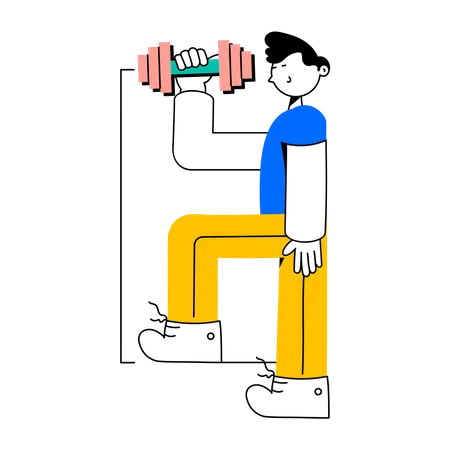 Homme faisant un exercice d'haltères  Illustration