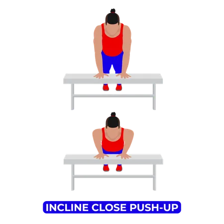 Homme faisant un exercice de pompes rapprochées inclinées  Illustration