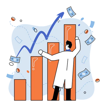 Homme effectuant une analyse de la croissance des investissements  Illustration