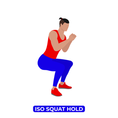 Homme faisant un exercice de maintien Iso Squat  Illustration