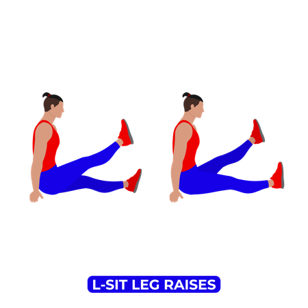 Homme faisant un exercice de levée de jambe assise en L  Illustration