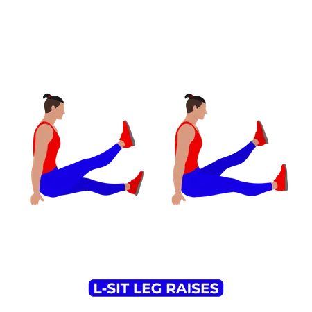 Homme faisant un exercice de levée de jambe assise en L  Illustration