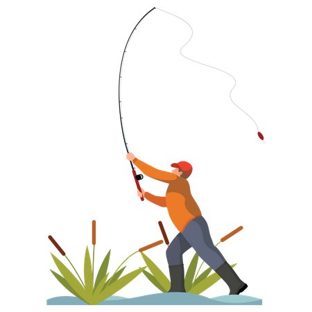 Homme faisant la pêche  Illustration