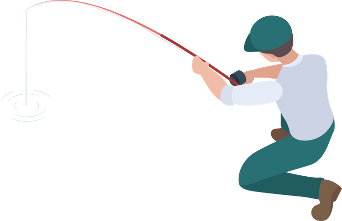 Homme faisant la pêche  Illustration