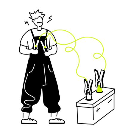 Homme faisant la recharge de la batterie  Illustration