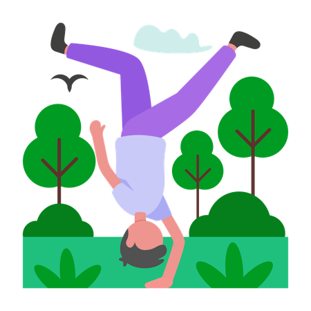 Homme faisant le poirier  Illustration