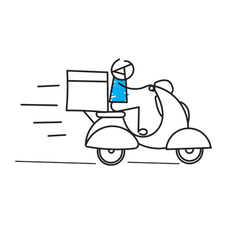 Homme faisant la livraison sur scooter  Illustration