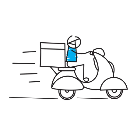 Homme faisant la livraison sur scooter  Illustration