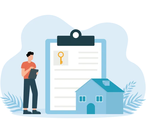 Homme faisant un document à la maison  Illustration