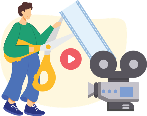 Homme faisant du montage vidéo  Illustration