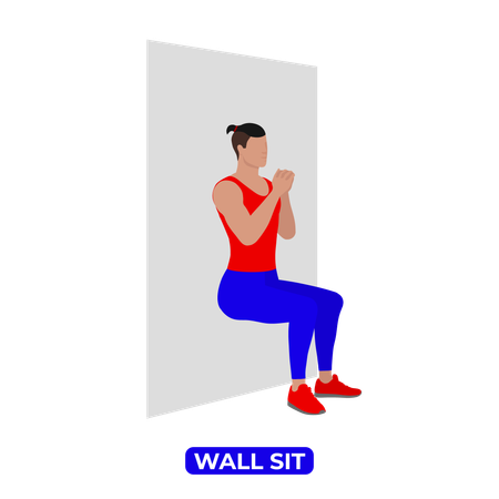 Homme faisant un exercice assis au mur  Illustration