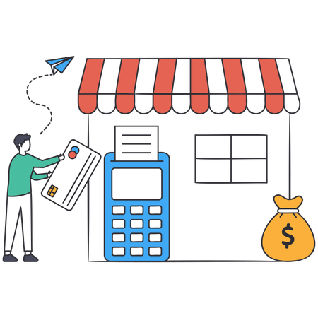 Homme effectuant un paiement par carte de crédit  Illustration