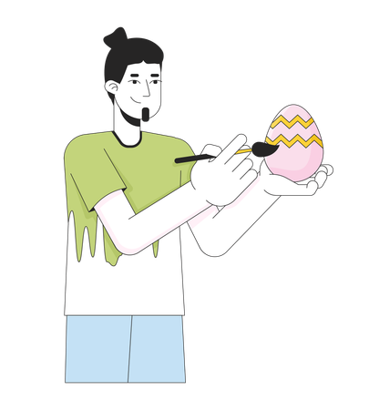 Homme faisant de la peinture d'oeufs de Pâques  Illustration