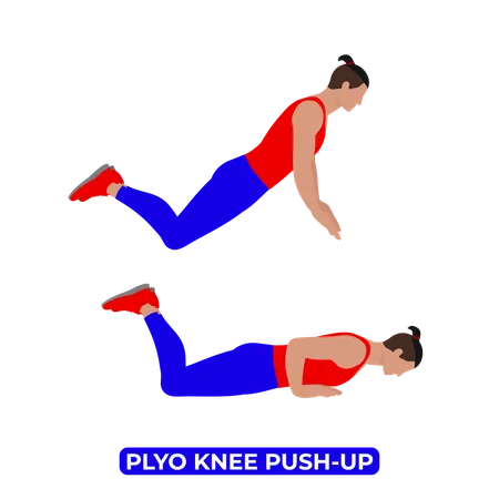 Homme faisant un exercice de poussée du genou Plyo  Illustration