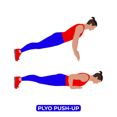 Homme faisant un exercice de poussée Plyo  Illustration