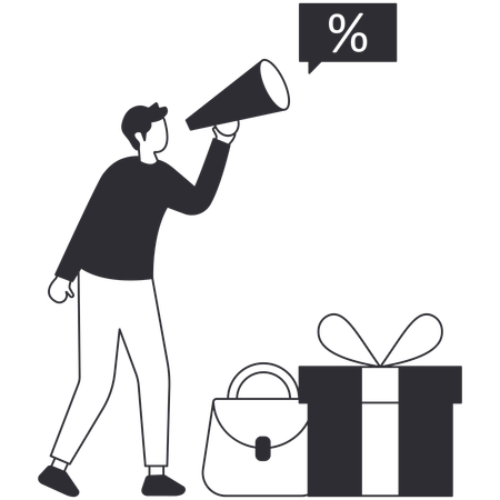 Homme faisant la promotion des ventes  Illustration
