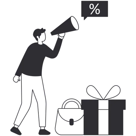 Homme faisant la promotion des ventes  Illustration