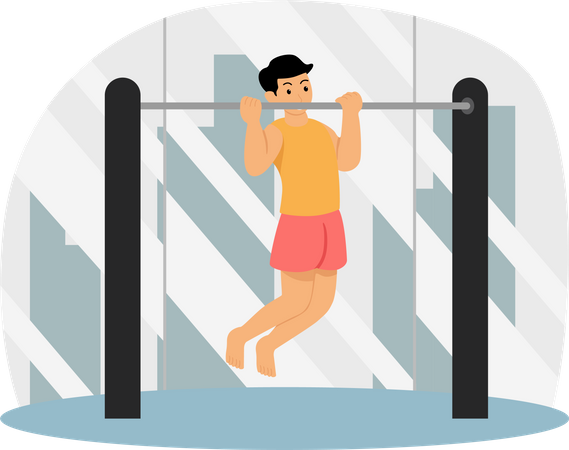 Homme faisant du pull-up  Illustration