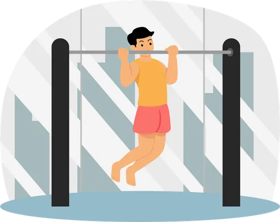 Homme faisant du pull-up  Illustration