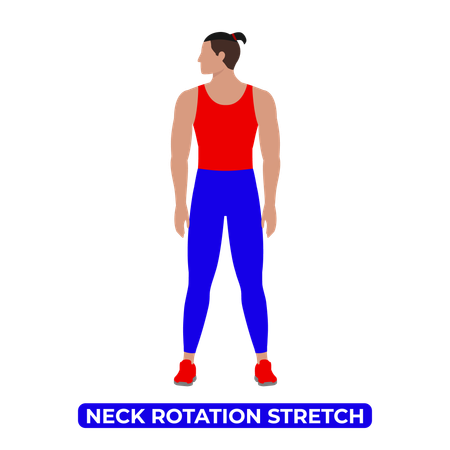 Homme faisant un étirement de rotation du cou  Illustration