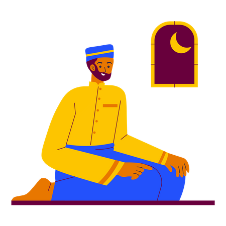 Homme faisant la salat  Illustration