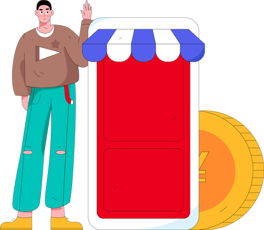 Homme faisant du shopping  Illustration