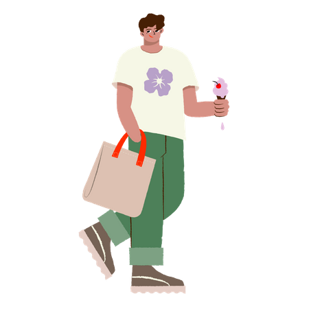 Homme faisant du shopping  Illustration