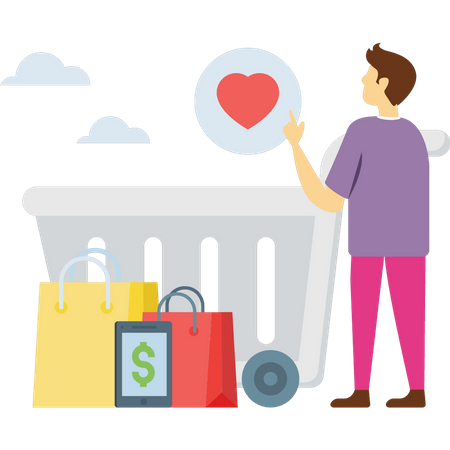 Homme faisant du shopping  Illustration