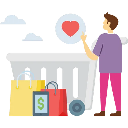 Homme faisant du shopping  Illustration