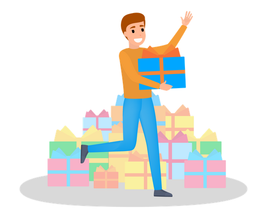 Homme faisant du shopping  Illustration