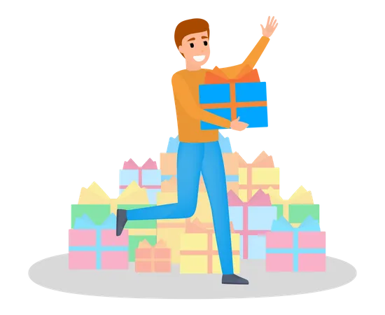 Homme faisant du shopping  Illustration