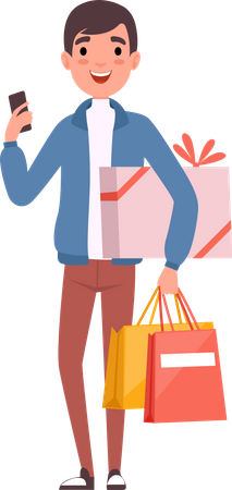 Homme faisant du shopping  Illustration