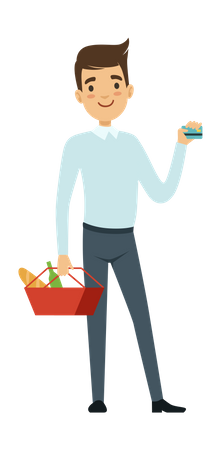 Homme faisant du shopping  Illustration