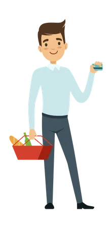 Homme faisant du shopping  Illustration