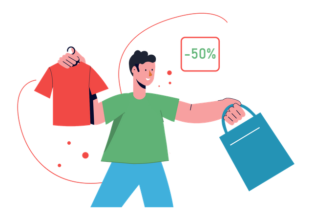 Homme faisant du shopping  Illustration