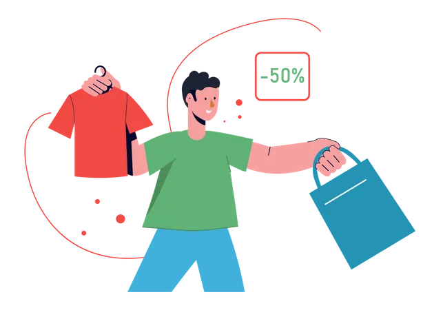 Homme faisant du shopping  Illustration