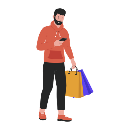 Homme faisant du shopping  Illustration