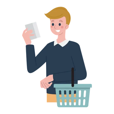 Homme faisant un seau de shopping  Illustration