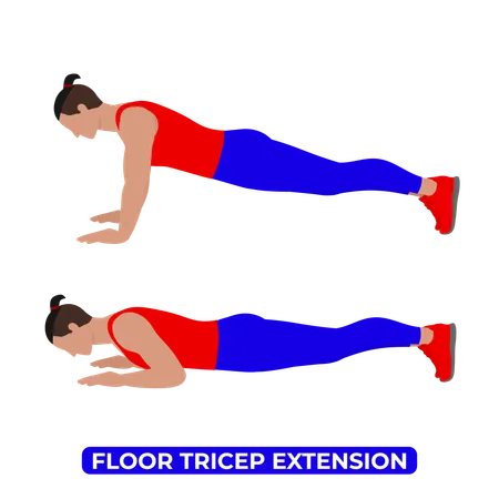 Homme faisant un exercice d'extension des triceps au sol  Illustration